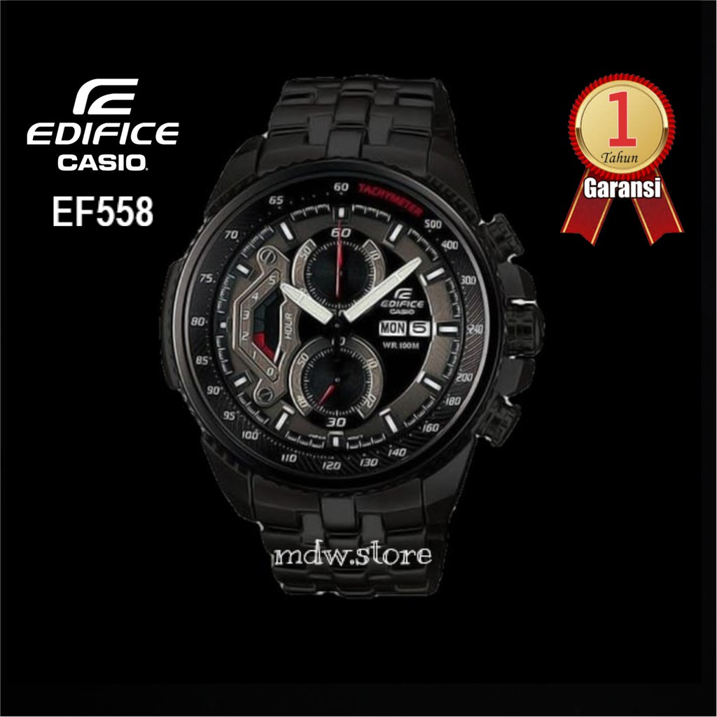 Casio Edifice EF558 EF 558 Black Jam Tangan Pria