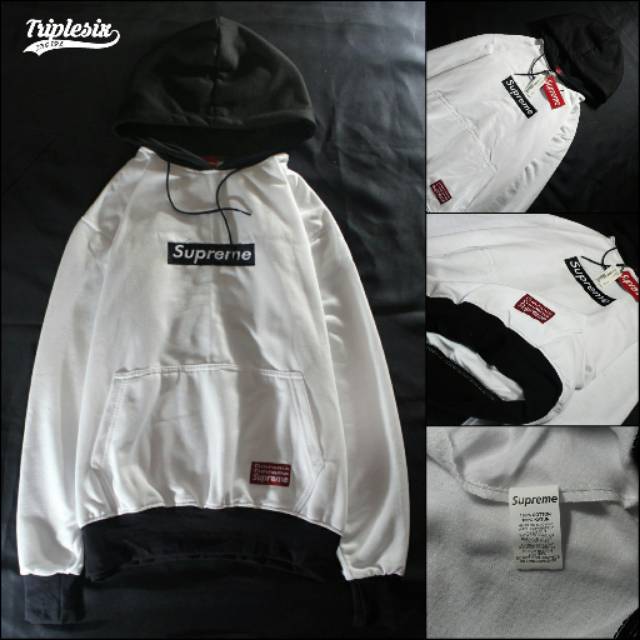 hoodie supreme black and white original premium