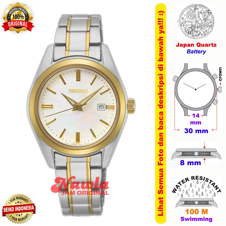 Seiko Ladies SUR636P1 Sapphire Two Tones - Jam Tangan Wanita SUR636