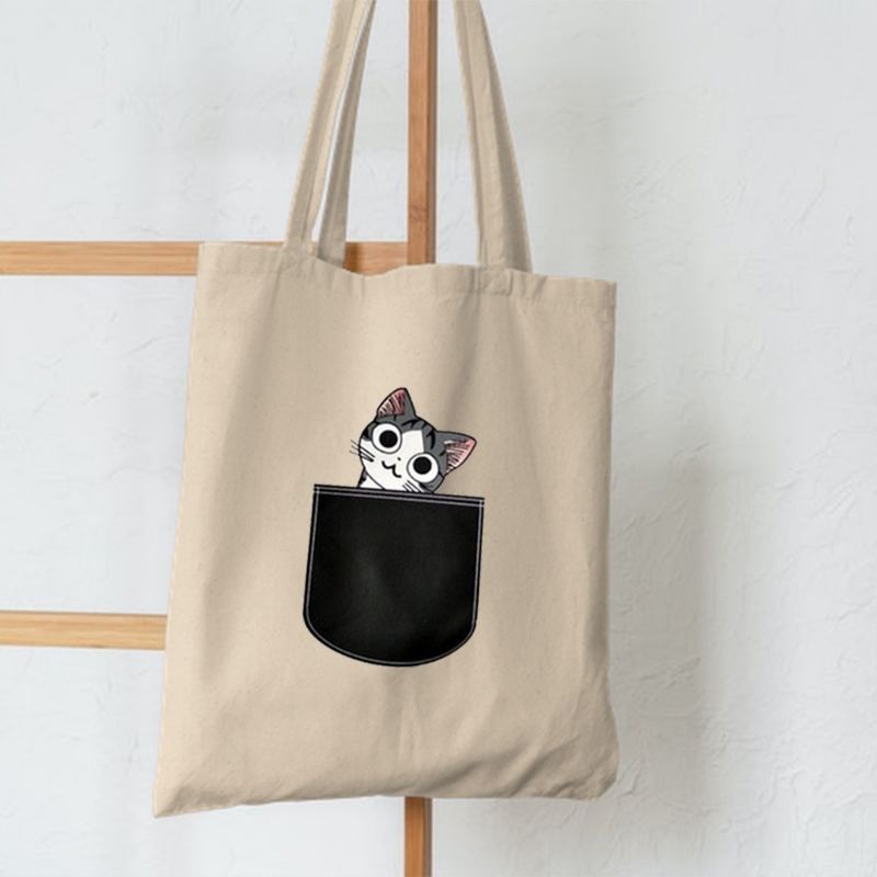 Totebag Wanita Pakai Resleting Totebag Hitam &amp; Cream