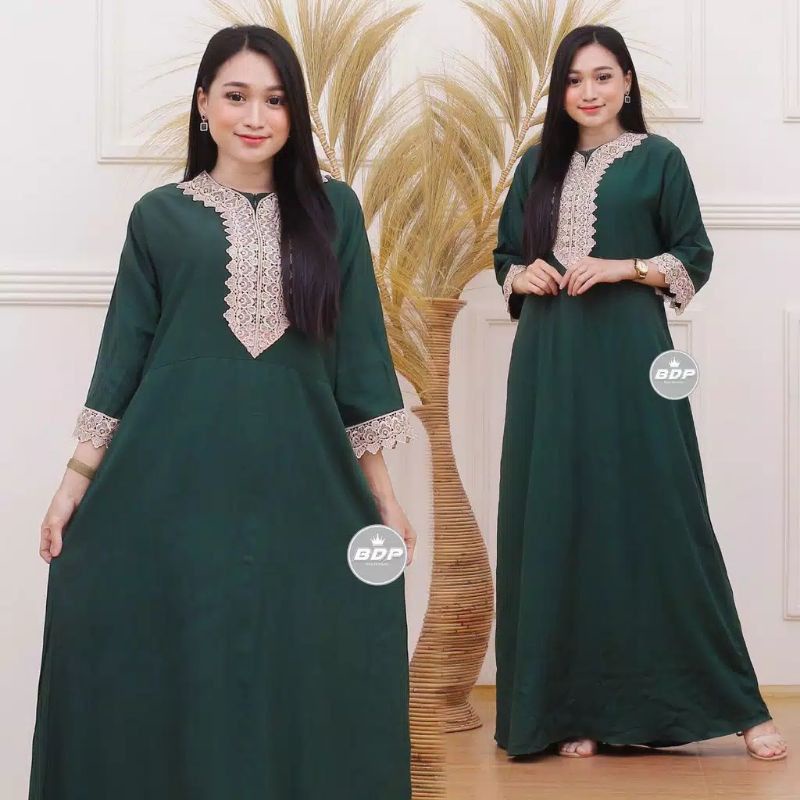 DASTER ARAB ZEEMA | RAYON SUPER GRADE A | RESLETING DEPAN BUSUI | RENDA MILO-Zeema Hijau botol