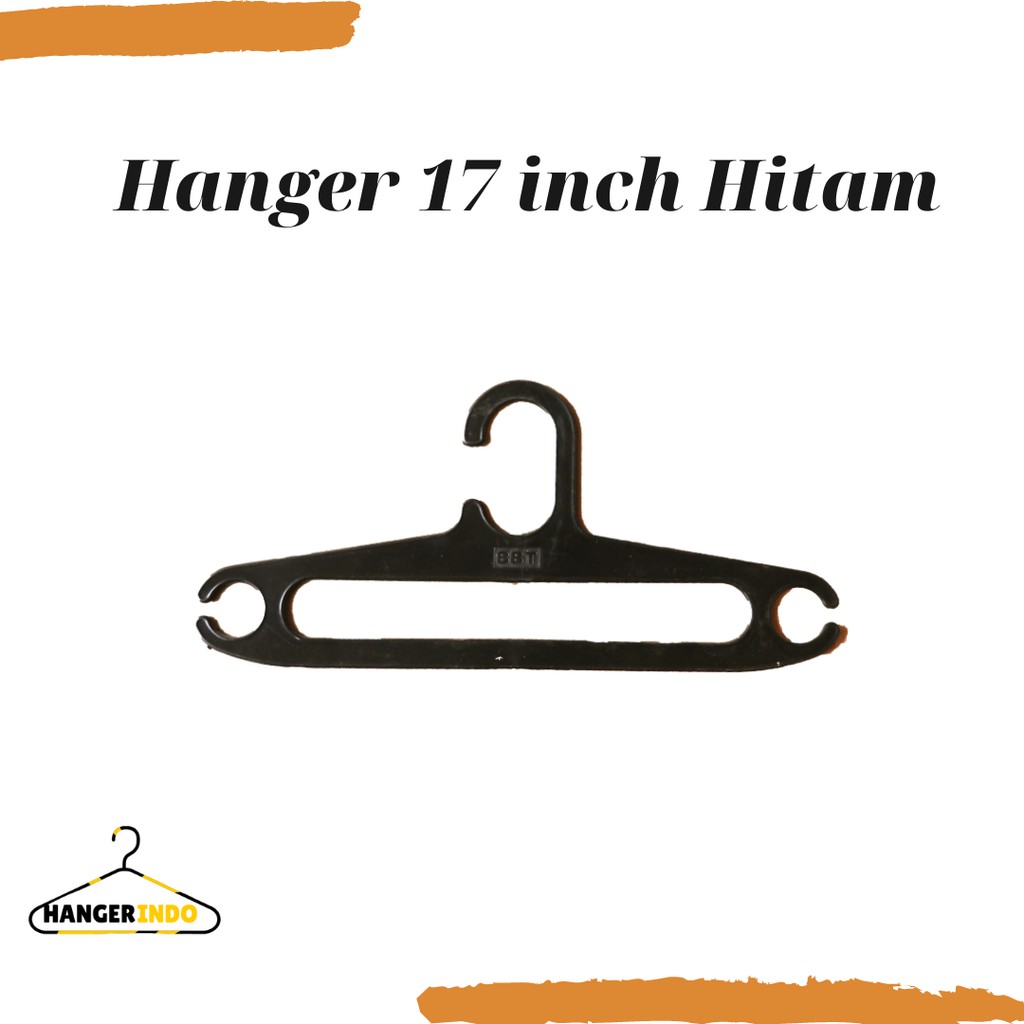 Hanger 17 Inch Hitam 12 PCS Gantungan Baju Plastik 1 LUSIN Gantungan Baju Untuk Jemur Baju atau Display