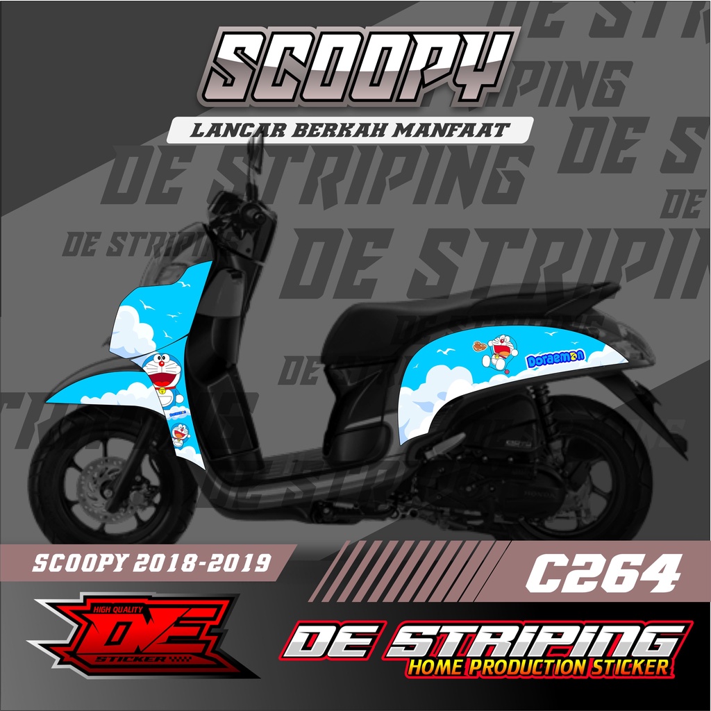 Doraemon Striping stiker Motor Scoopy (C264) Sticker Keren