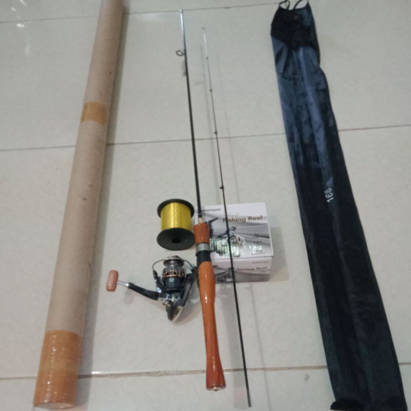 [BISA COD ] Set pancing spinning joran carbon 160cm+reel2000 mini+senar anti kriting