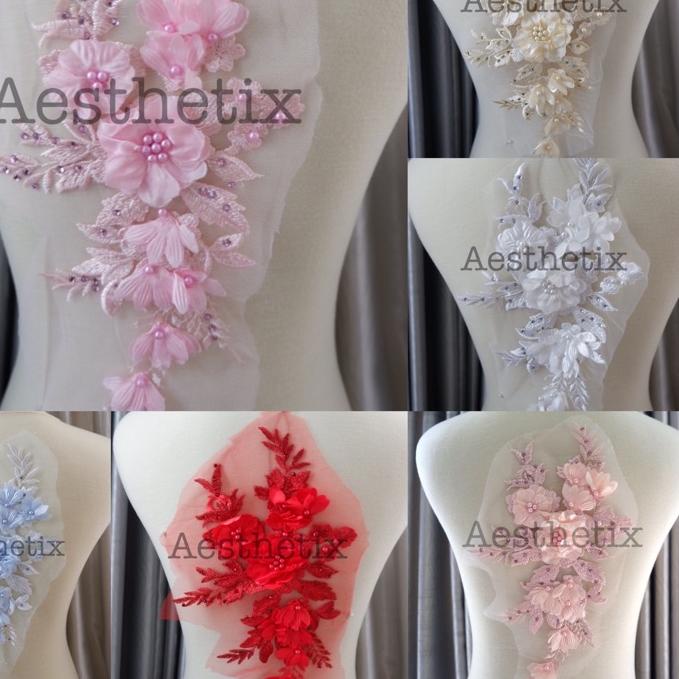 ❂ Lace Patch Bordir 3d / Aplikasi Bordir Tempel Renda Bordir Bunga Embroidery WY001 ➨