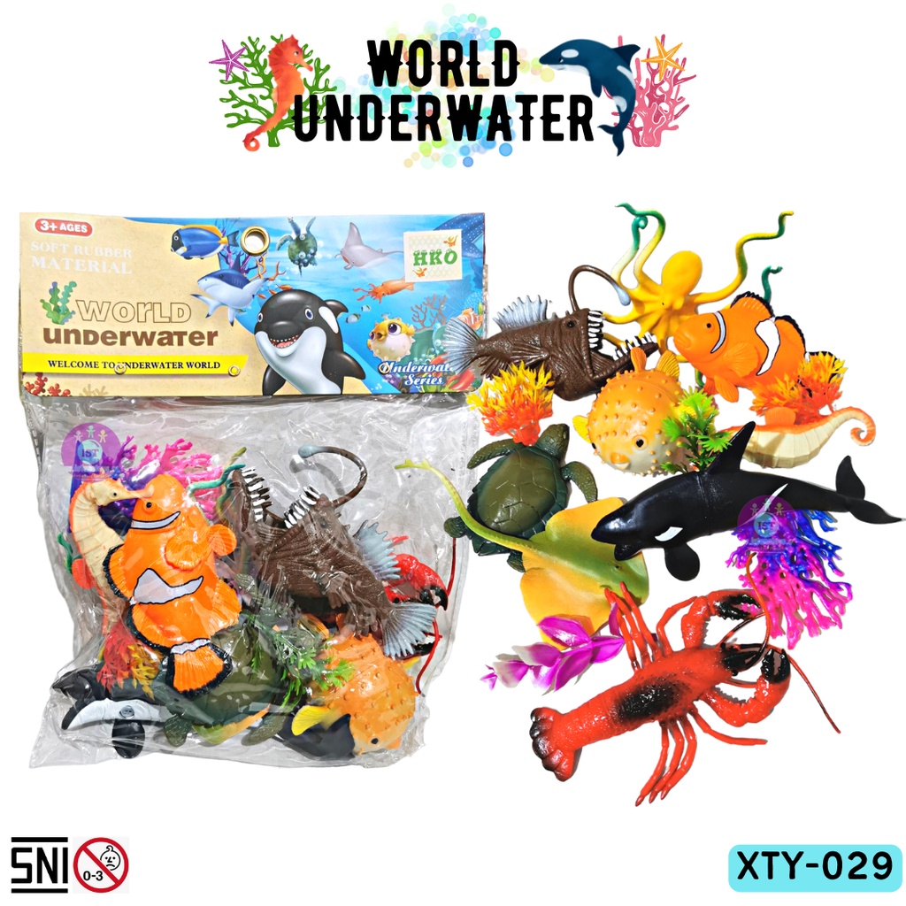 MWN Mainan Binatang Laut World Underwater 14 pcs XTY029