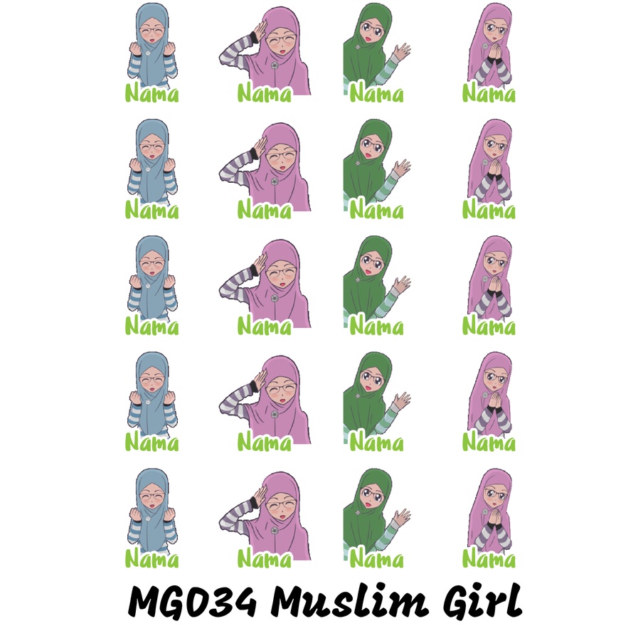 

Sticker Nama Cutting Label Waterproof Tahan Air Muslim Girl 34 (MG034)
