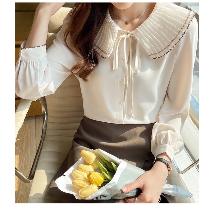 Formal Pleated Collar / Big Collar Korea Blouse Import Premium ( Kemeja Wanita Formal )