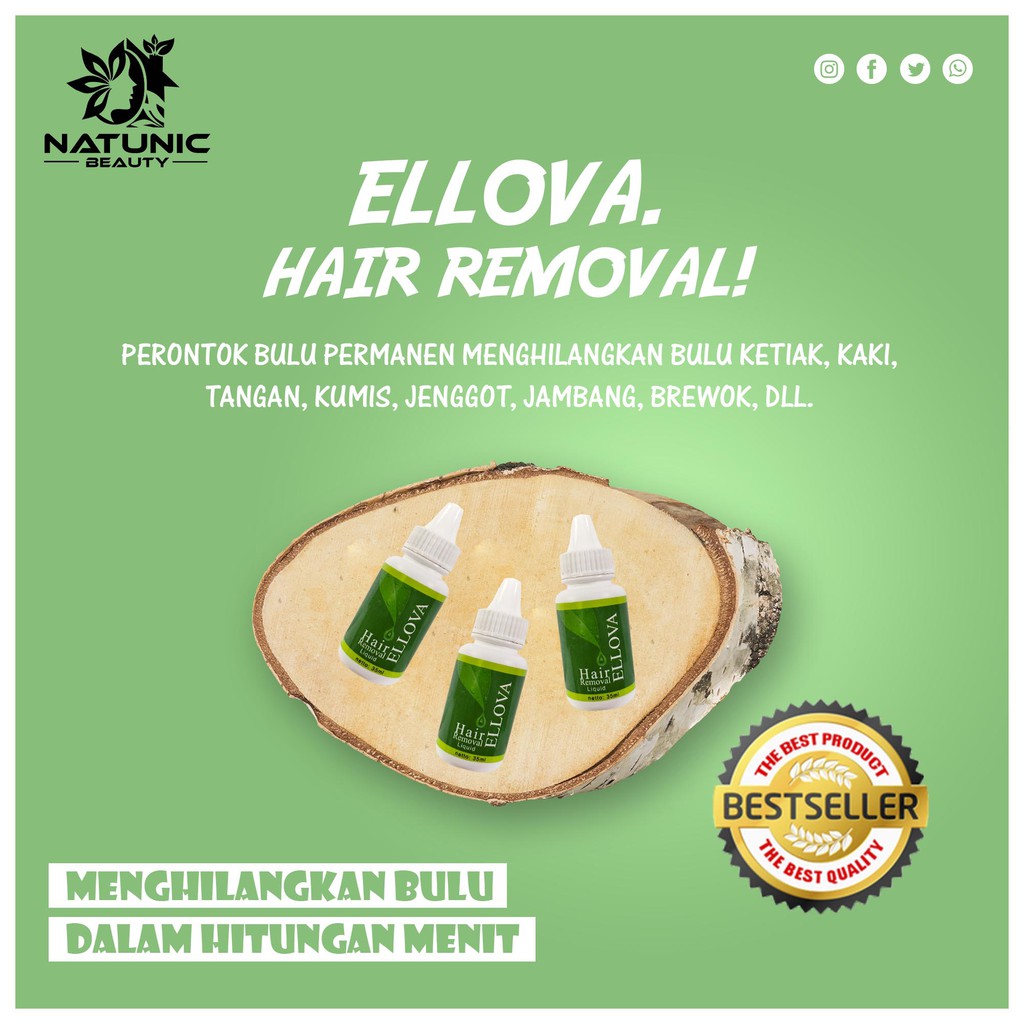 Perontok Brewok Bulu Permanen Paling Ampuh Penghilang Bulu PERMANEN Ellova Hair Removal 3 Botol