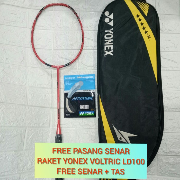 RAKET BADMINTON YONEX VOLTRIC 100LD (RED) FREE SENAR AEROSONIC + TAS
