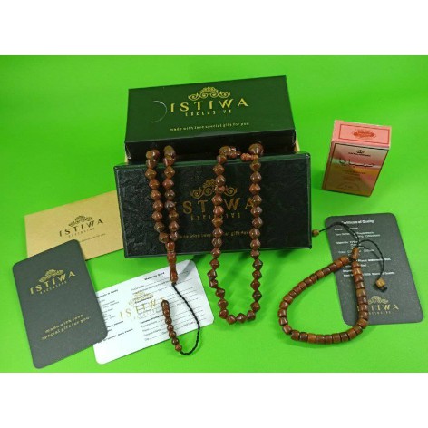 Tasbih Wajik Kokka "Merk ISTIWA" Original Uk 7,5 mm Coklat, Bersetifikat & Bergaransi 