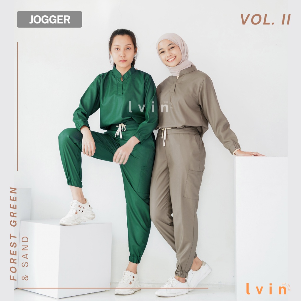 [ Lvin ] Vol II  - Baju OKA Joger Lengan Panjang Mandarin Collar / Baju Jaga / Set Baju Celana Jaga Oka / Dokter Lengan Pendek / Baju OK / Dare Series