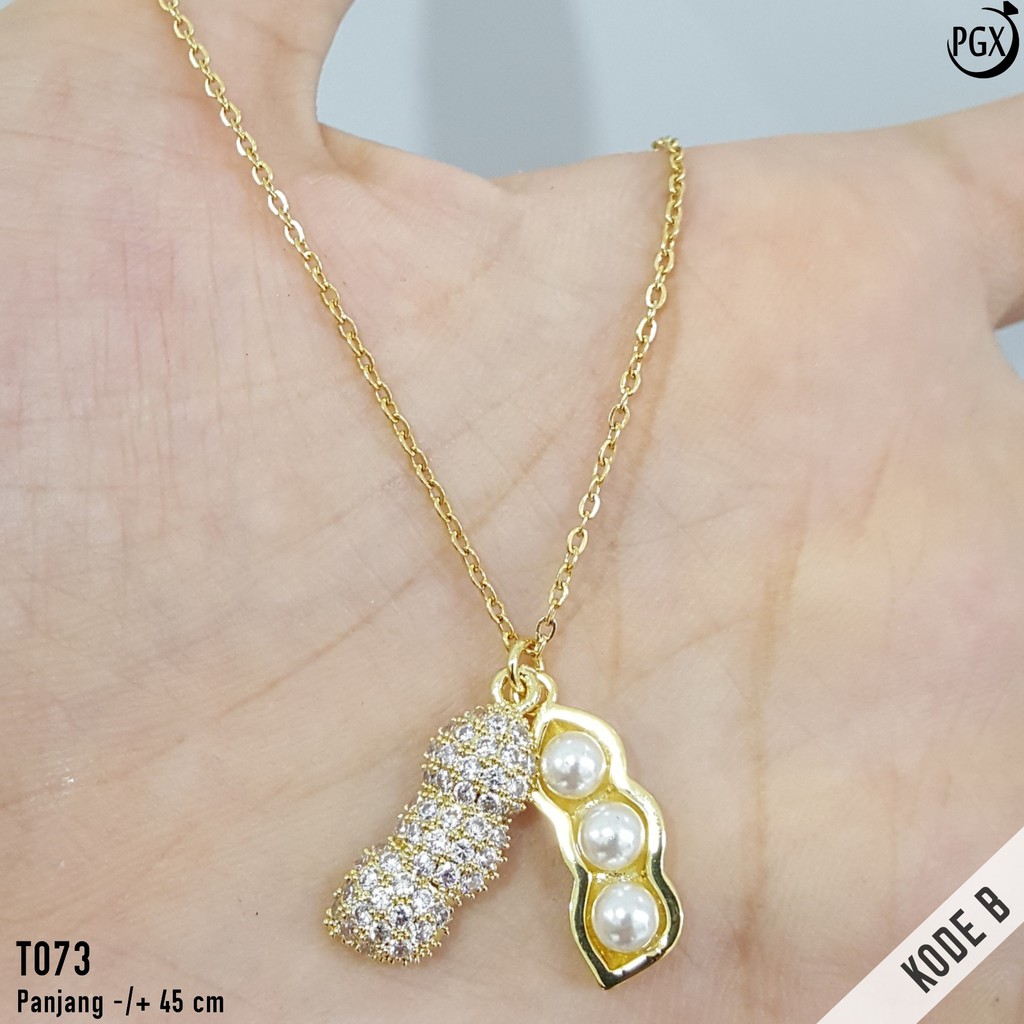 PGX Kalung Titanium Wanita Anti Karat Aksesoris Fashion Perhiasan Premium - T073