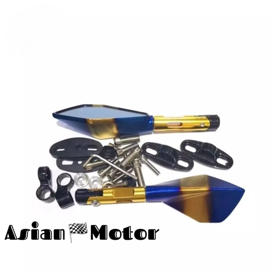 Spion Sepion Tomok Full Cnc Two Tone Spion Sepion Tomok Cnc 2Tone Blue Gold Aksesoris Sparepart Motor Universal