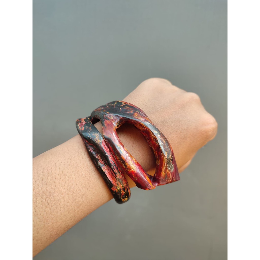 MJ - Gelang Pria Akar Bahar Merah Asli Combong Natural