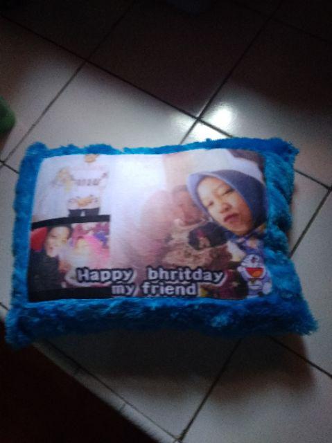 Bantal Foto Murah Ukuran Standar Tidur 60x40cm Print Nama Foto Gambar Karakter Gratis Free Cantik