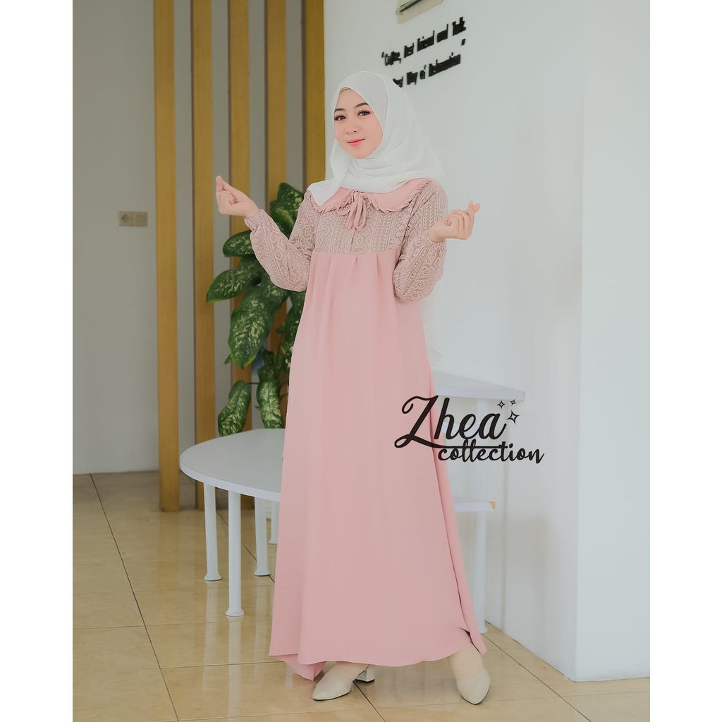Ready Gamis Khalisa Maxy Crinkcle air flow kombi brukat malika