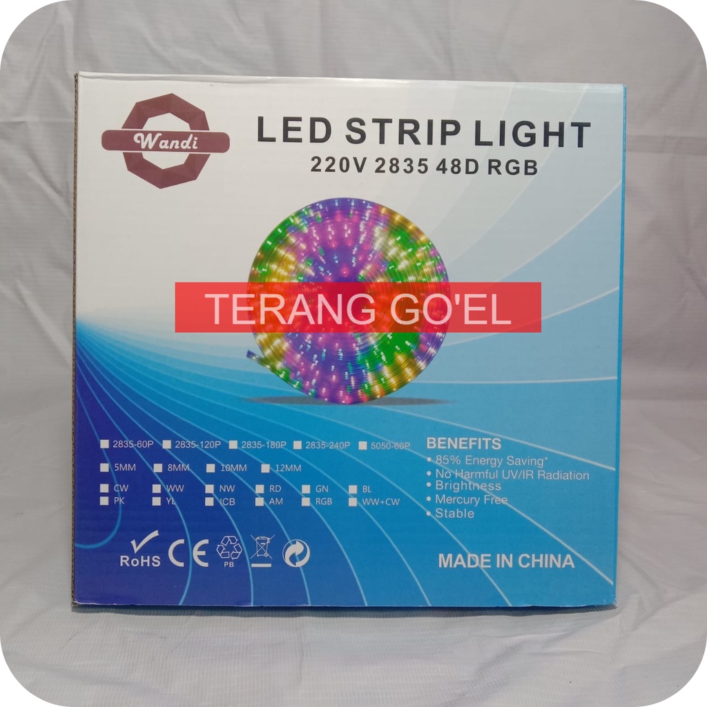 Lampu LED STRIP SELANG 2835 8Meter/220V OUTDOOR RGB/LED strip warna-warni