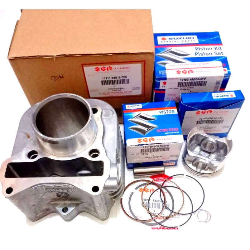 Blok Seher Suzuki Spin Skywave Skydrive Paket Plus Piston Kit STD Bonus Paking Top Set Asli SGP 11211-33G10-0F0 - 12100-46G00-0F0