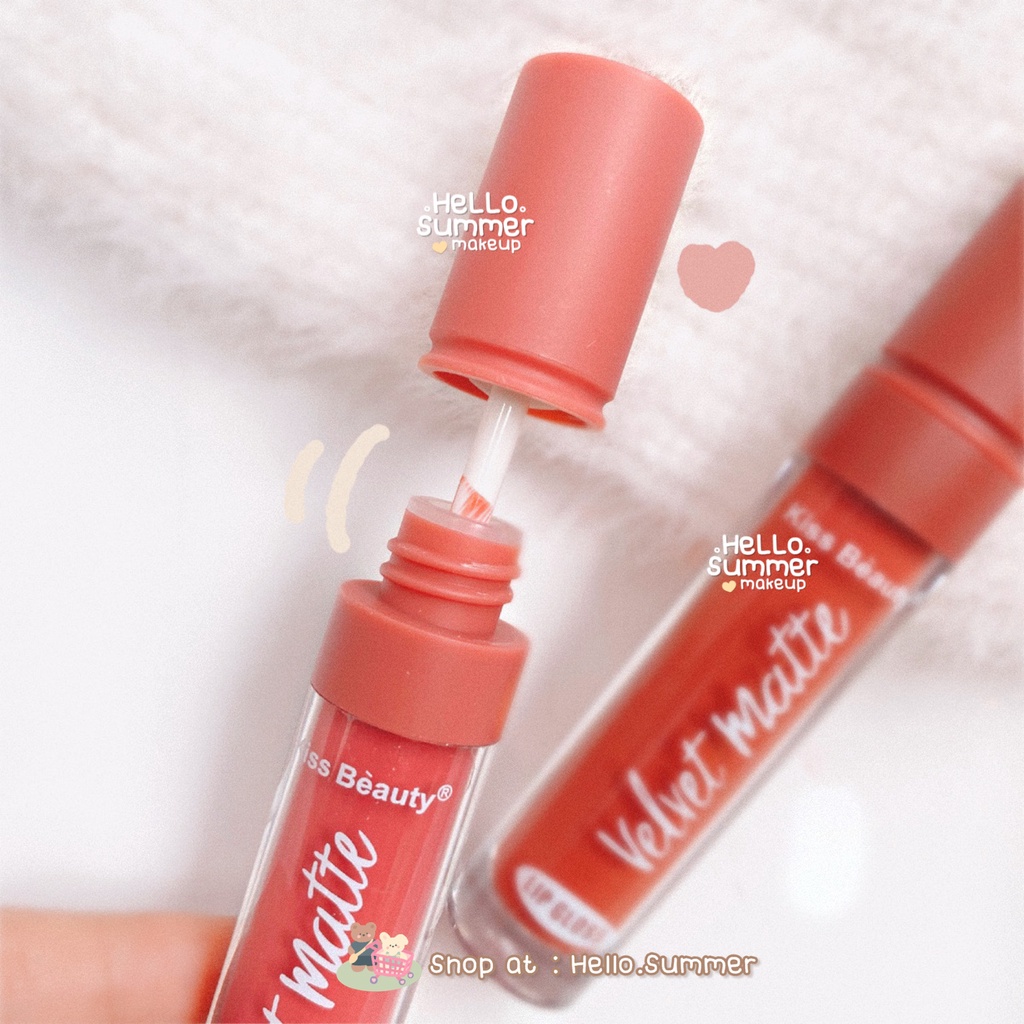 [ESTI KOSMETIK] - KISS BEAUTY PINK VELVET MATTE LIPGLOSS 4ML LONGLASTING & TRANSFERPROOF