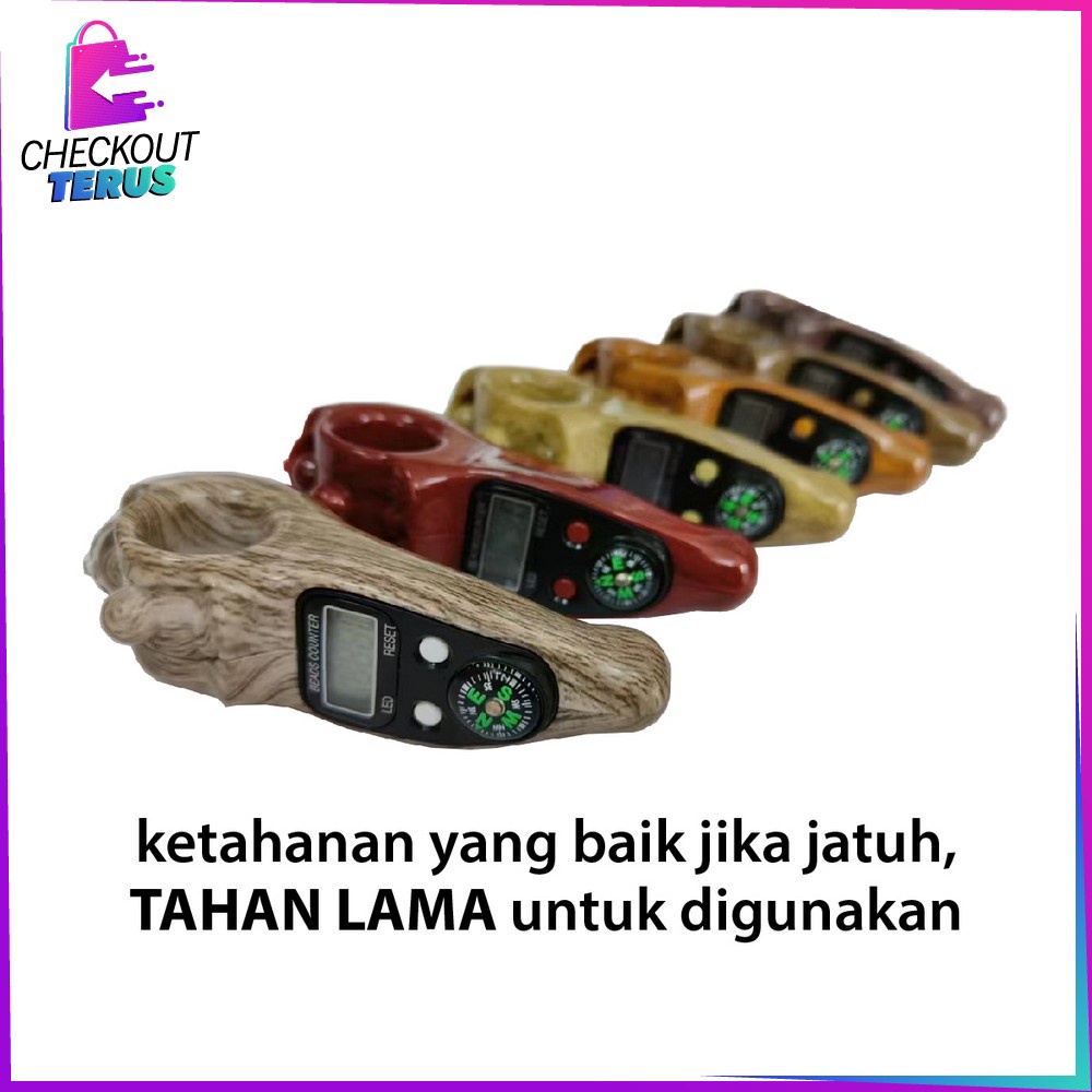 CT C582 Tasbih Digital Motif Kayu Led + Kompas Muslim Tasbih Alat Hitung Tahlil Finger Counter Compas Zikir Digital Tasbih