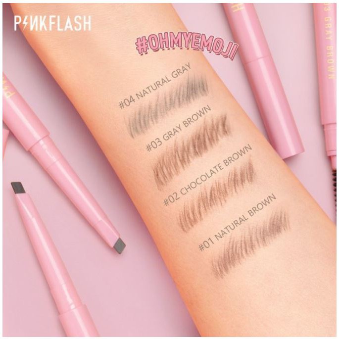 ✨LACIKOSME✨PINKFLASH WATERPROOF AUTO EYEBROW PENCIL - PENSIL ALIS WATERPROOF BPOM