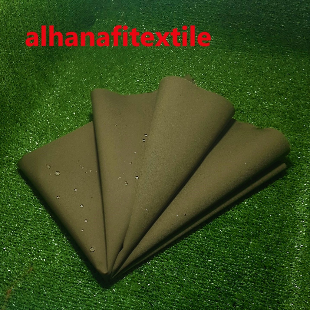 BAHAN KAIN ANTI AIR WATERPROOF TASLAN BALON WARNA OLIVE KUSLITAS PREMIUM IMPORT LEBAR 150 CM