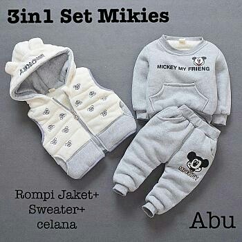 ST Set Setelan jaket anak perempuan murah Mikies set red RO umur 3-5 tahun