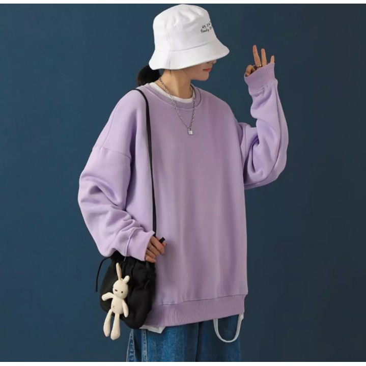 Basic Sweater Polos Oblong Wanita - PURPLE