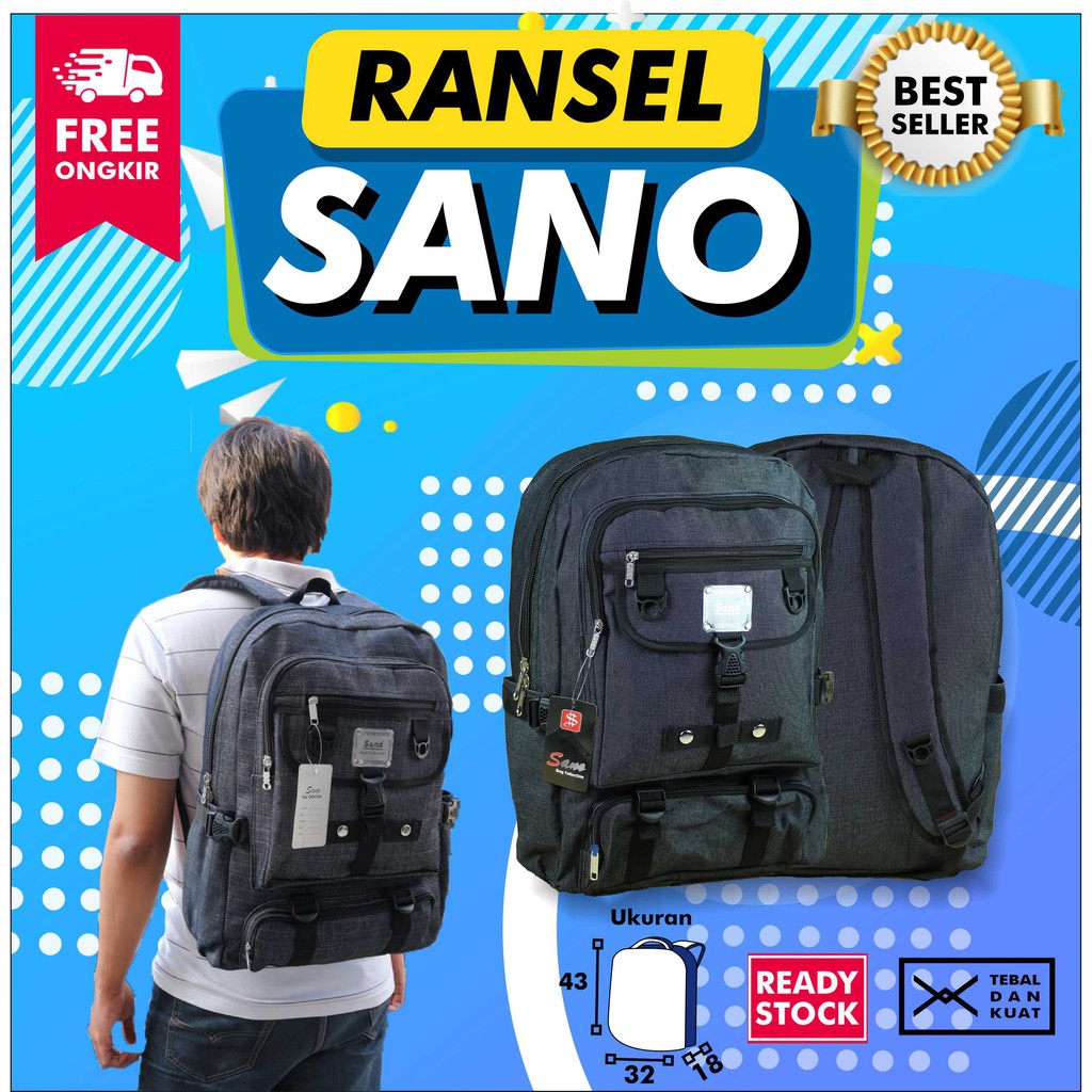 Tas Ransel Sano Backpack Kanvas Murah Berkualitas Sekolah Kuliah Kerja Fashionable Pria Distro Cowok