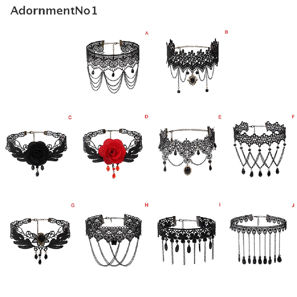 (AdornmentNo1) Kalung Choker Lace Banyak Lapis Gaya Retro Gothic Punk Untuk Wanita