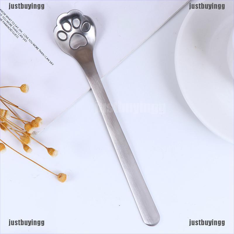 JB✪ 1Pc Stainless Steel Coffee Dessert Spoon Cat Paw Claw Spoon Stirring Spoon