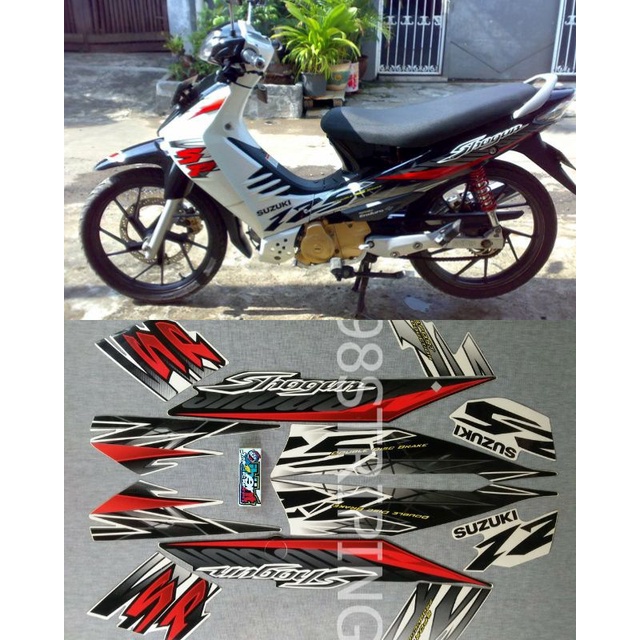 STRIPING SHOGUN 125 SP PUTIH TAHUN 2007 STIKER LIS STANDAR ORI SUZUKI
