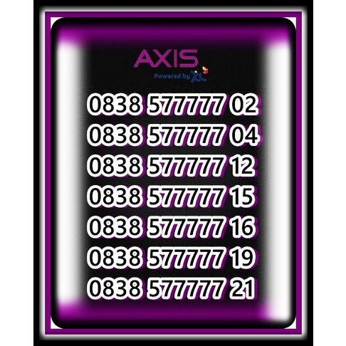 Perdana Axis 4G Prabyar Nomor Cantik & Rapi Seri Panca 77777