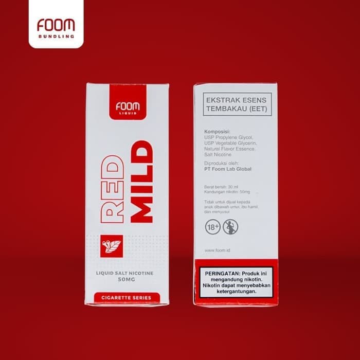 Liquid Foom Red Mild Salt Nic Cigarette Series by Foom Lab Global - 100% Authentic - 50mg 30ml