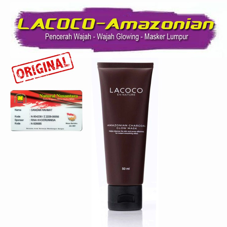 100% ORIGINAL - LACOCO AMAZONIAN CHARCOAL GLOW MASK - MASKER LUMPUR - NASA - LACOCO