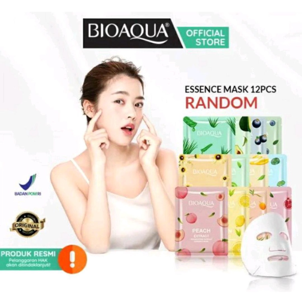READY STOCK❤ (BPOM) BIOQUA SHEET MASK VIRAL DITIKTOK, BRIGHTENING MOISTURIZING SKINCARE HYDRATING ES
