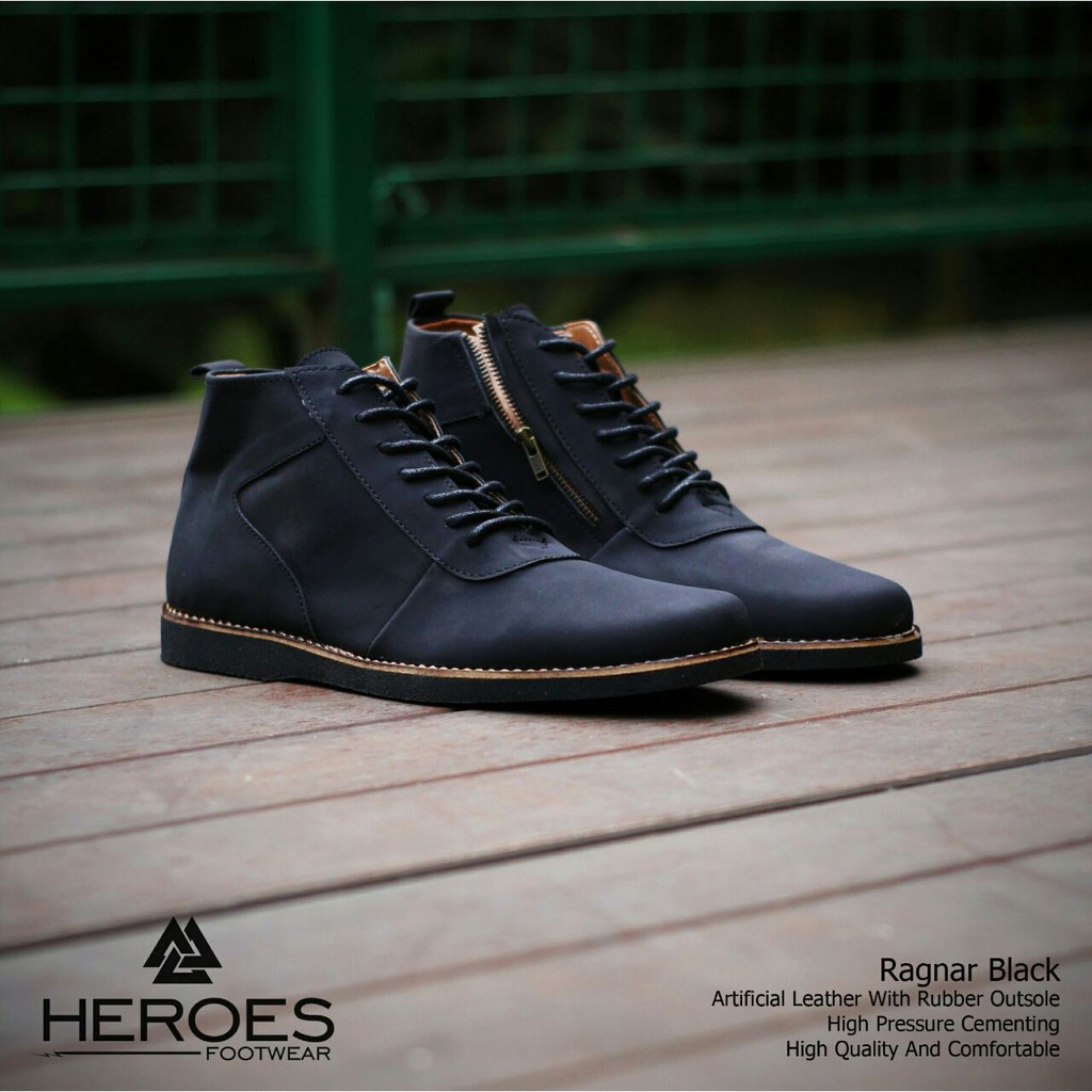 Sepatu Kulit Pria Semi Boots Formal Casual Heroes Pantofel Pria Murah Brodo Santai Original Handmade