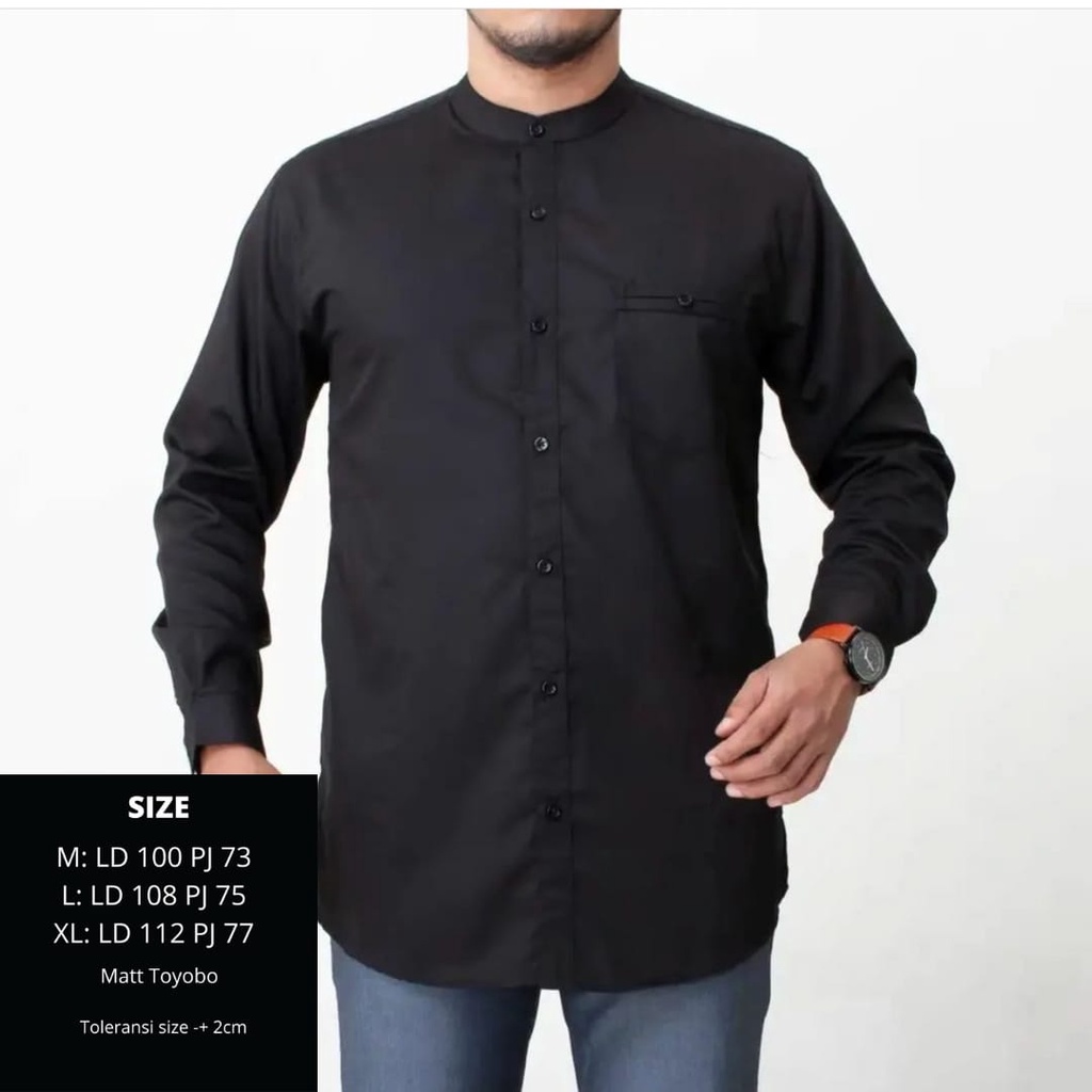 Baju Muslim Pria Koko Kemko Ocer Lengan Panjang Matt Toyobo Size M,L,XL