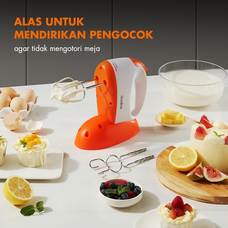 Gabor Hand Mixer 100 Watt Pengocok Telor Pengaduk Adonan 6 Mode Stainless Steel Serbaguna