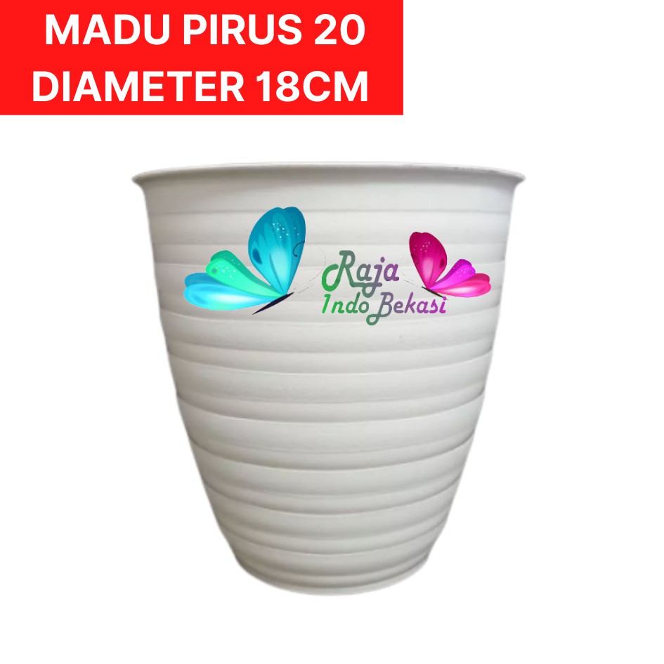 Pot Madu Pirus 20 Diameter 18cm Putih - Motif Tawon Tinggi Tirus 18 Cm Pot Tanaman Hias Aglonenema