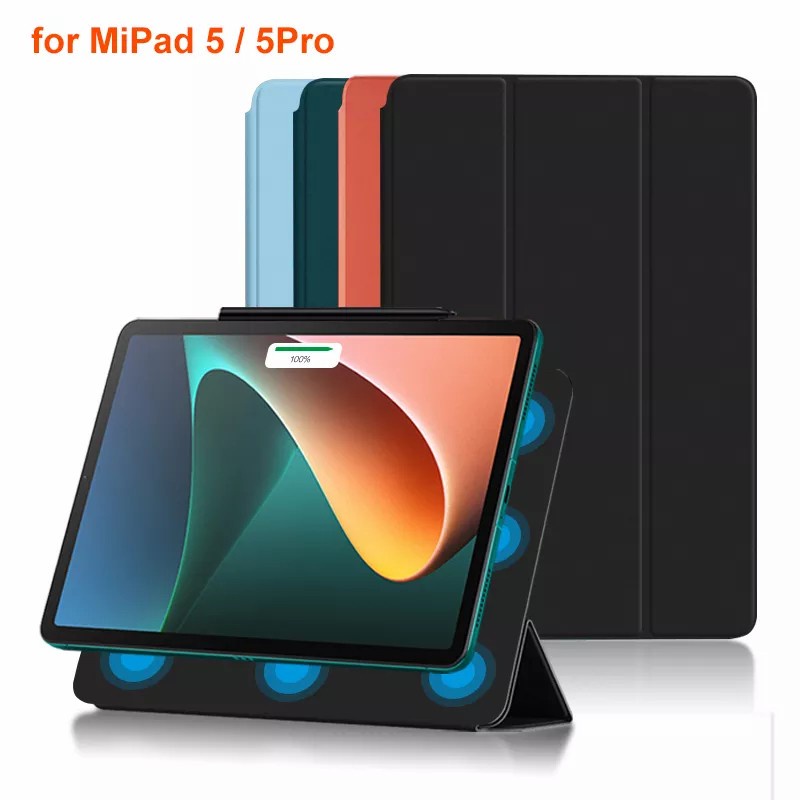 Xiaomi Mi Pad 5 Book Cover Stand Flip Magnetic Case Bahan Kulit Silicone