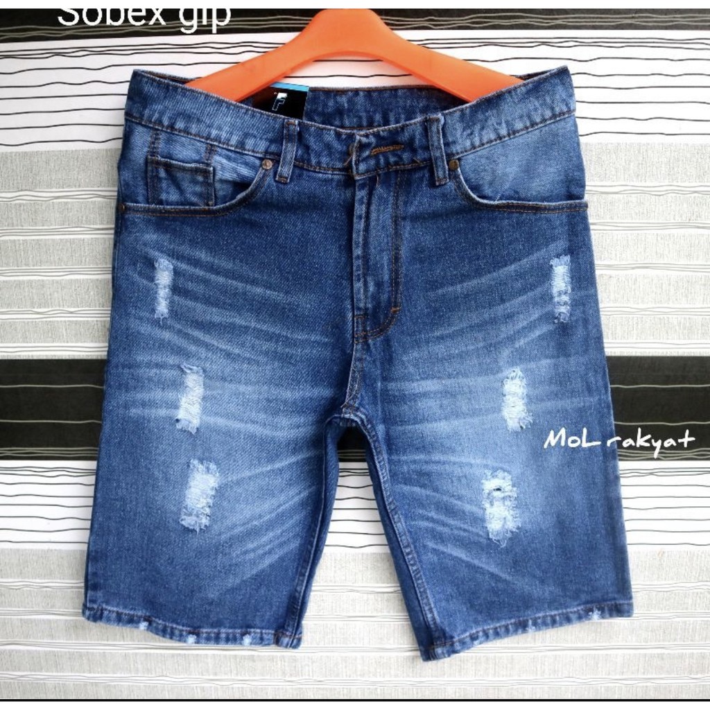 Celana Jeans Pendek Sobek Pria /Jeans Pendek Distro