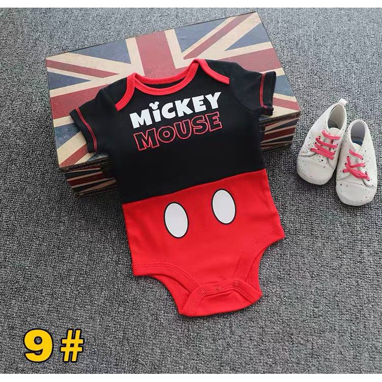 BAJU BAYI JUMPER ROMPER NEWBORN MICKEY MINNIE MOUSE  IMPOR