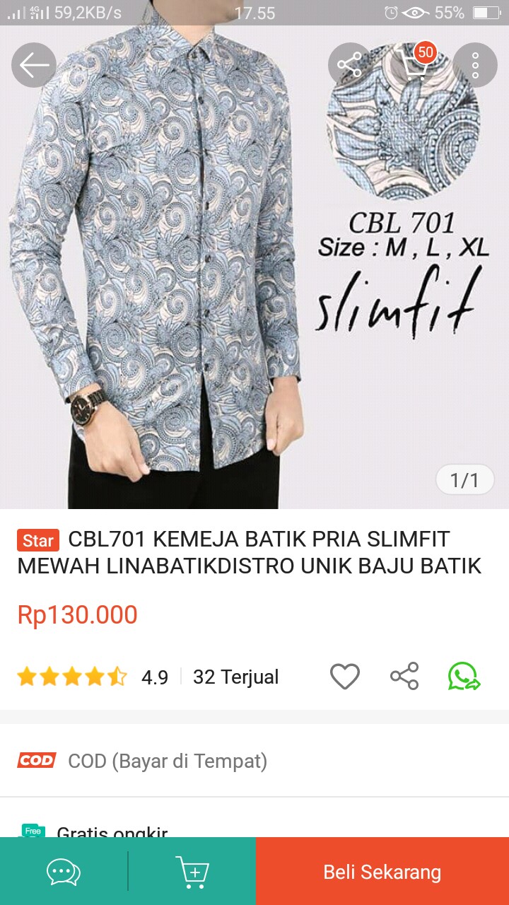 Cbl701 Kemeja Batik Pria Slimfit Mewah Linabatikdistro Unik Baju Batik Pria Best Seller