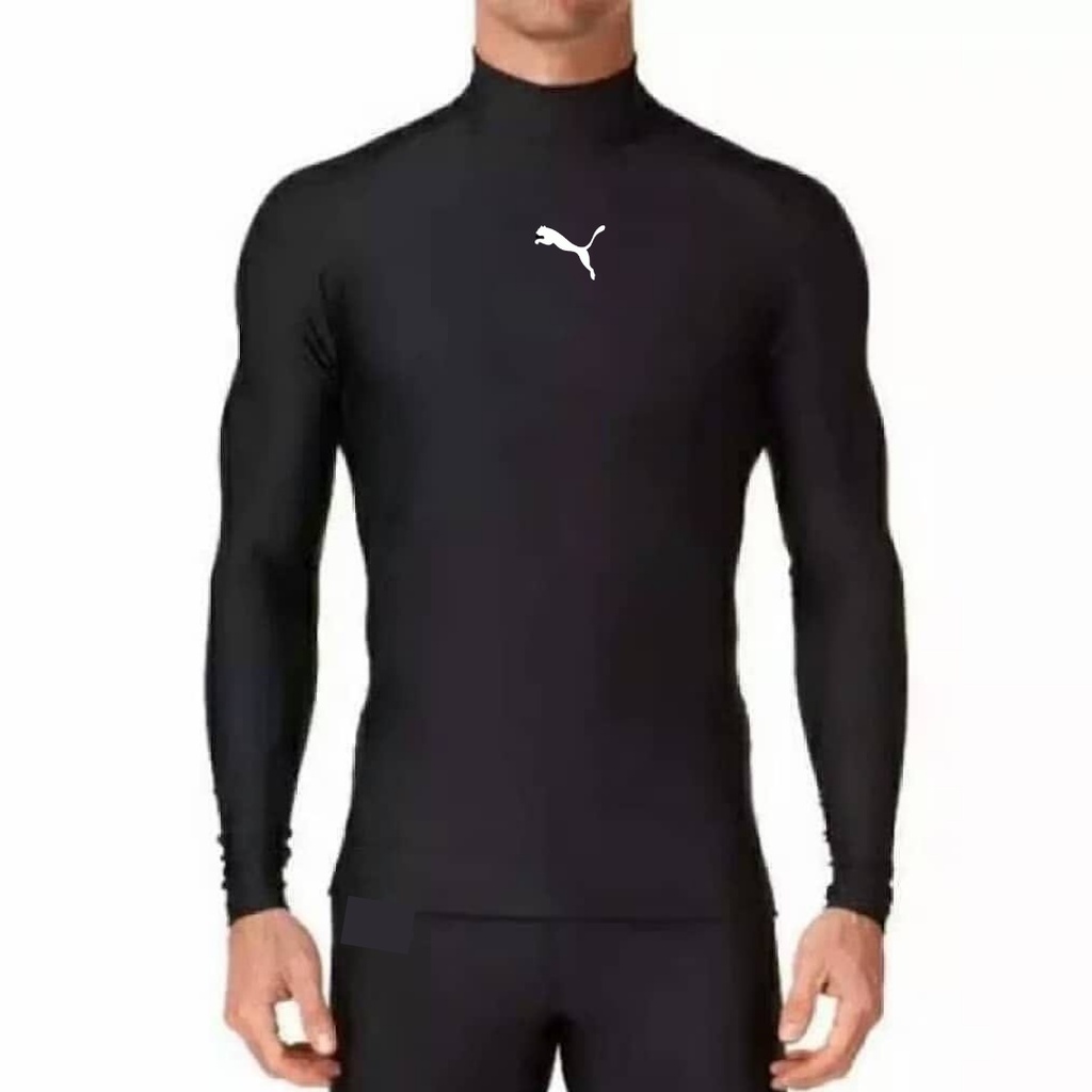 Manset Pria Baselayer PuMa Mangset Oahraga Long Sleeve Base Layer Manset Warna Hitam Putih Merah Biru Navy, Ukuran M L XL-1