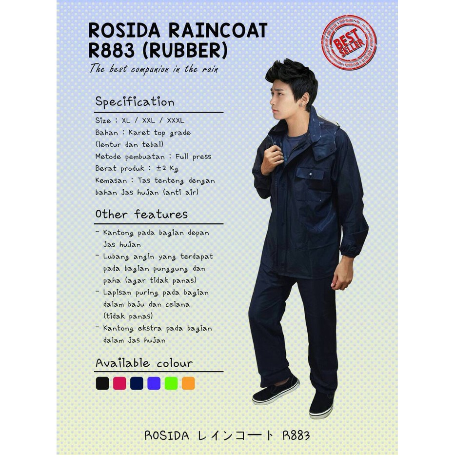 JAS HUJAN ROSIDA KARET R883 ORIGINAL