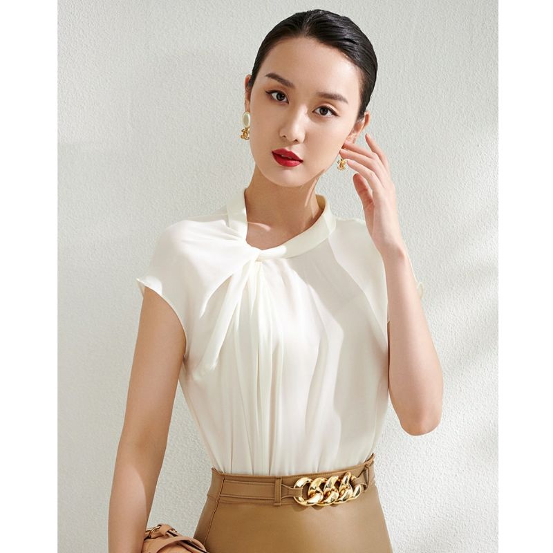 MDLV ~ 0271# Chrysalis Twist Neck Top Import Top Satin Atasan Satin Blouse Satin Blouse Premium Blouse Import Blouse Korea Fashion Import