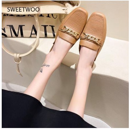 ( GS ) SANDAL WANITA / SANDAL SLOP WANITA MOTIF CROCO AKSESORIS RANTAI