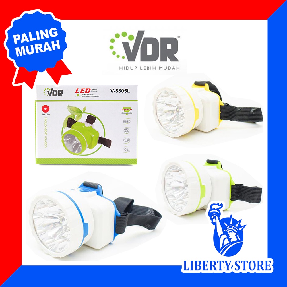 Senter Kepala LED CAHAYA 5W VDR V-8805L Lampu Rechargeable Sorot High Power Emergency